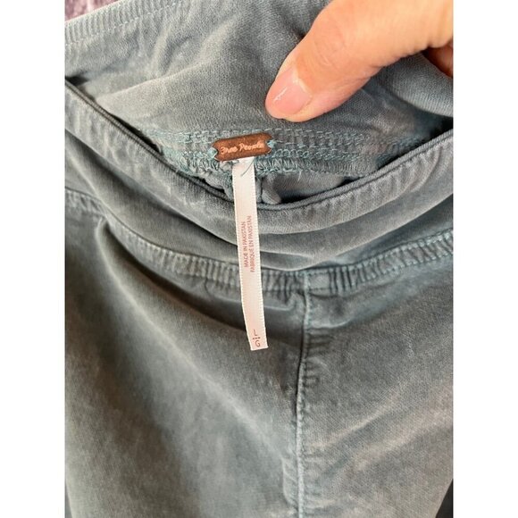 FREE PEOPLE Jeans Pants Womens L Blue In My Feelings Velvet Bootcut Zipper Boho - Picture 3 of 13